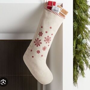 Crate & Kids - NWT - Cream Stocking with Red Snowflake Design